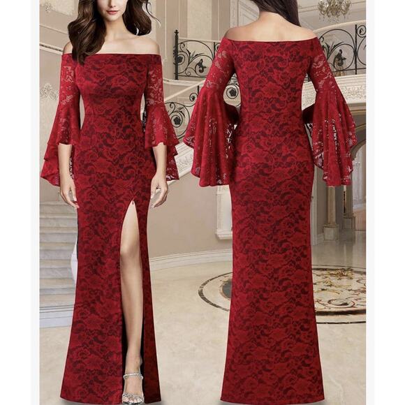 Nwt Floral Lace Bell Sleeve With Zipper Slit Medium - Picture 2 of 6